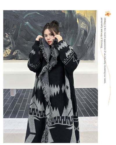 Cardigan Tejido Largo Holgado para Invierno - Abrigo de Punto Cómodo - Image 10