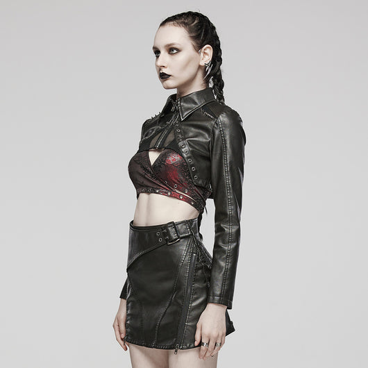 Chaqueta de Cuero Corta para Mujer - Estilo Sofisticado y Moderno - Image 16