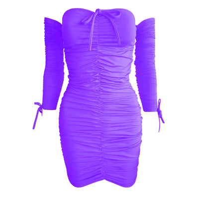 Vestido Tubo Elegante de Un Hombro con Manga Larga - Image 6