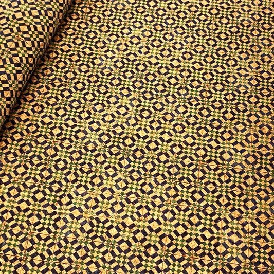 Cuero Artificial PU con Estampado Floral en Tela de Corcho