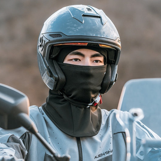 Light pink balaclava made from spandex/Lycra, designed for warmth and wind protection during winter outdoor activities. - Image 3