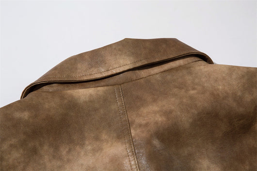 Abrigo de Cuero PU con Contraste de Colores para Hombre - Image 22