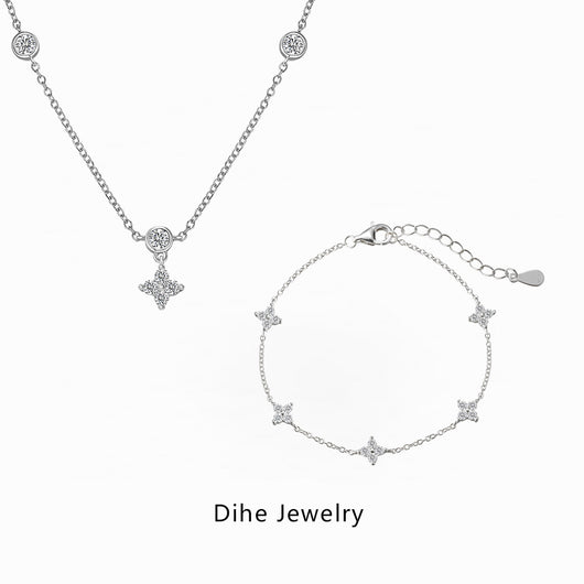Collar y Pulsera de Plata Esterlina 925 Diseño Estrellado con Zirconia para Mujer - Image 2