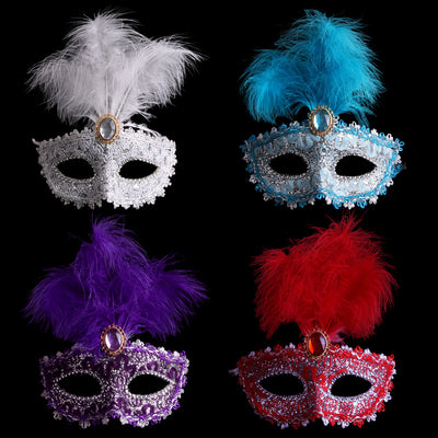 Máscara de Cuero con Plumas para Fiestas de Gala - Image 5
