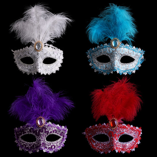 Máscara de Cuero con Plumas para Fiestas de Gala - Image 5