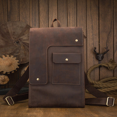 Mochila de Cuero Casual Estilo Británico para Hombre - Image 3