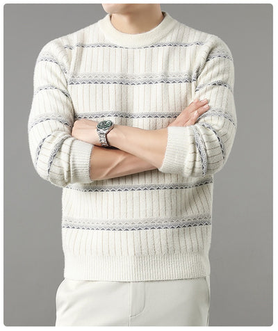 Suéter Grueso de Cuello Redondo para Hombre con Forro Polar y Textura de Visón Sintético - Image 46