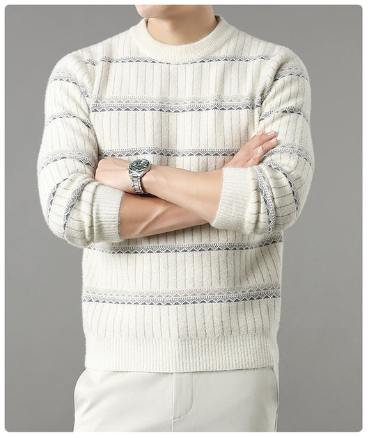 Suéter Grueso de Cuello Redondo para Hombre con Forro Polar y Textura de Visón Sintético - Image 46