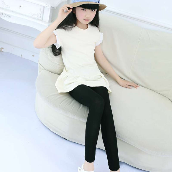 Leggings Niña Verano Modal Delgado Pantalón 3/4 Elástico Talla Grande