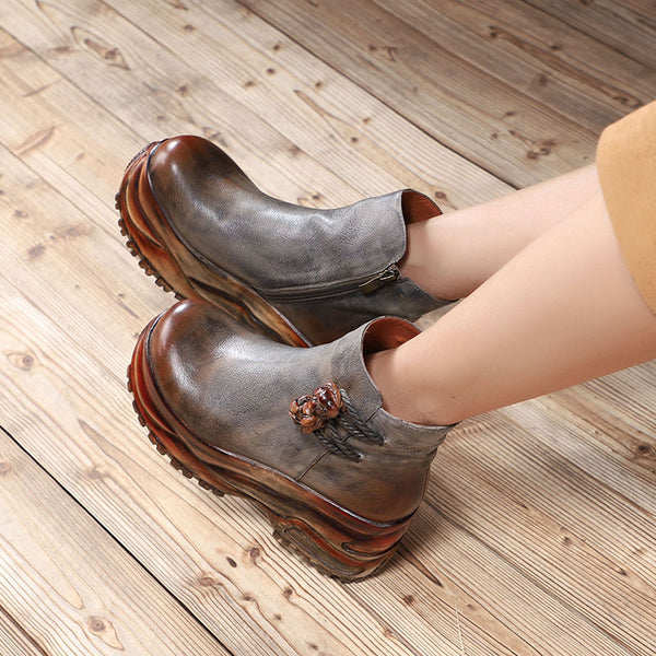 Botas de Cuero Retro con Colores Vibrantes