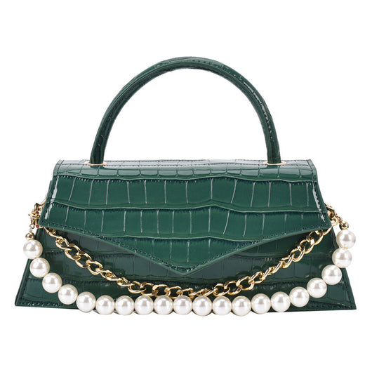 Bolso Cuadrado Pequeño con Patrón Retro y Perla, Bandolera de Moda - Image 8