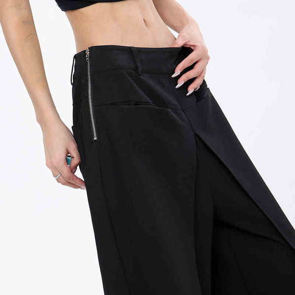 Pantalones Sueltos Negros Casuales para Mujer - Corte Recto