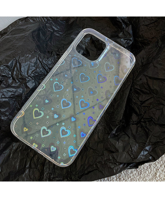 Funda Transparente para Celular con Diseño Láser Doble Love Colorido
