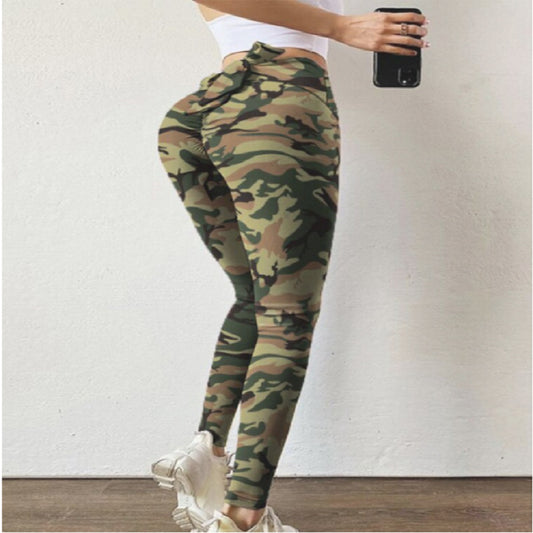Pantalón Skinny Camuflado con Lazo Decorativo y Levantador de Glúteos