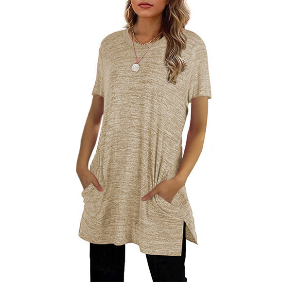 Camiseta Larga Cuello Redondo Manga Corta