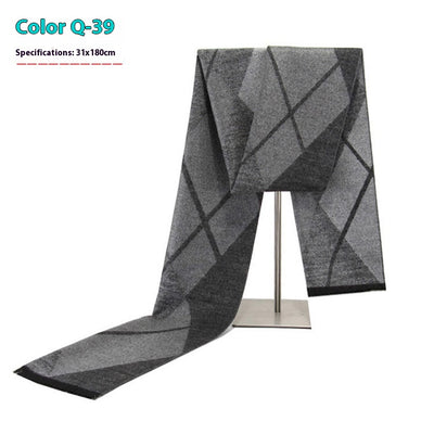 Bufanda Ejecutiva de Cachemira Rayada para Hombre Invierno - Image 44