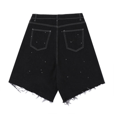 Pantalones Cortos Denim Rotos Hombre Estilo Urbano Pierna Ancha - Image 12