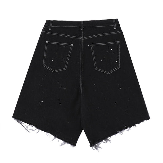 Pantalones Cortos Denim Rotos Hombre Estilo Urbano Pierna Ancha - Image 12