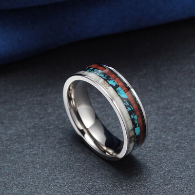 Anillo de Madera Incrustada con Patrón de Cuerno - Lujo Creativo - Image 8