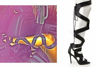 Botas Sandalia Stiletto Peep Toe con Tira Gruesa Tipo S - Image 5