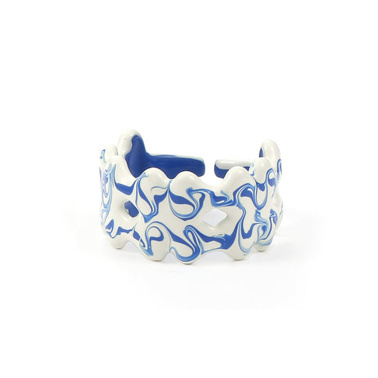 Anillo Artesanal Efecto Goteo en Azul y Blanco para Mujer - Image 11