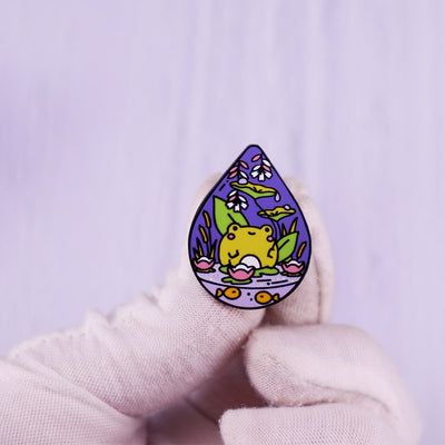 Broche Rana en Estanque - Contenedor de Cristal con Gota de Agua - Image 8