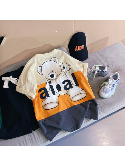 Playera Hip Hop Infantil Suelta con Estampado de Dibujos Animados y Contraste de Colores - Image 11