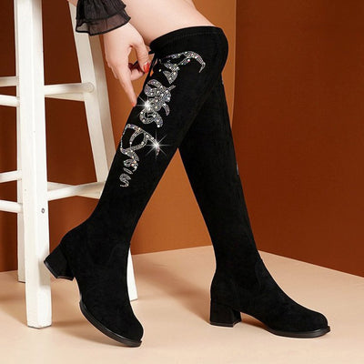 Botas de Tacón Alto con Strass para Otoño e Invierno - Image 4