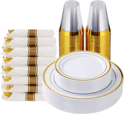 Juego de Vajilla Desechable Premium con Copa, Cubiertos y Plato Calado - Image 26