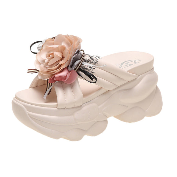 Sandalias Gruesas con Flores para Mujer - Estilo Trendy