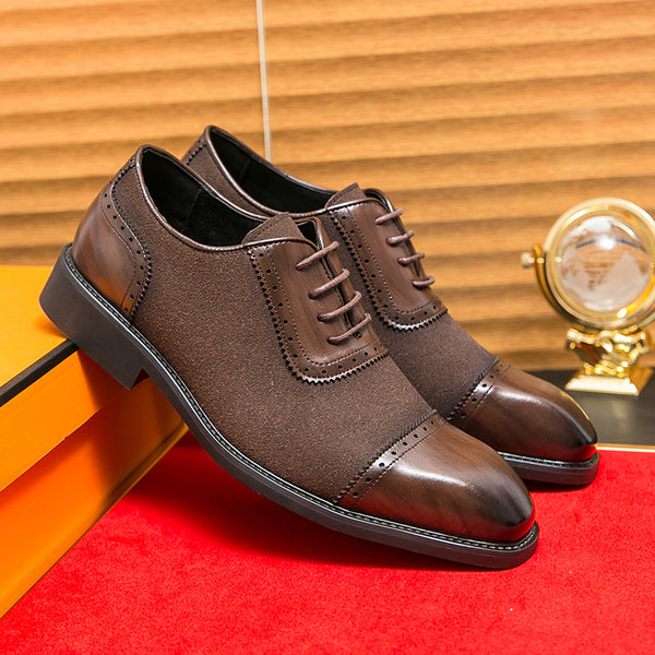 Zapatos de Negocios Cuero Premium con Suela Elevada y Punta Redonda