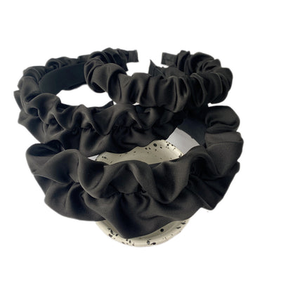 Diadema Plisada de Satén Premium Negro Ancho - Image 5