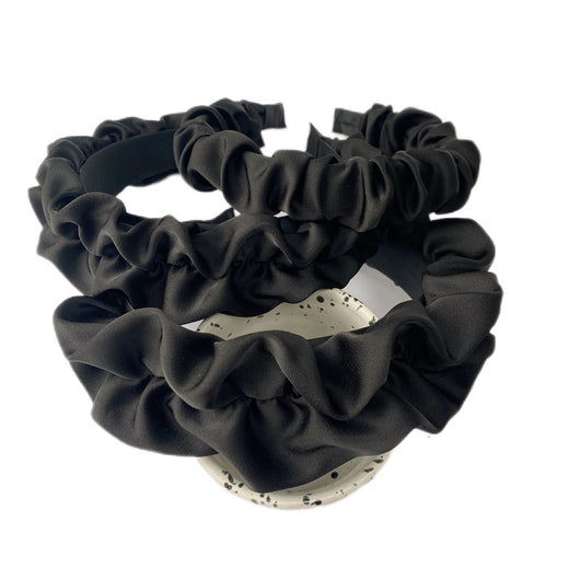 Diadema Plisada de Satén Premium Negro Ancho - Image 5