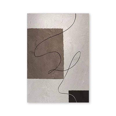Cuadro Abstracto Minimalista Pintado a Mano - Líneas y Texturas en Tonos Beige y Marrón - Image 4