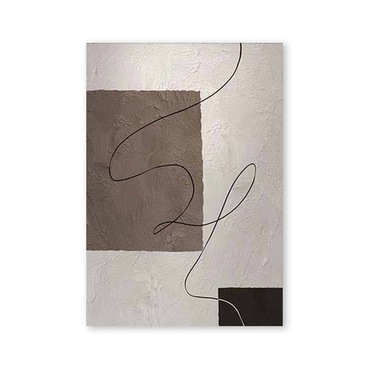 Cuadro Abstracto Minimalista Pintado a Mano - Líneas y Texturas en Tonos Beige y Marrón - Image 4
