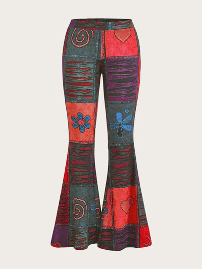 Pantalones Bootcut Ajustados con Estampado Abstracto Moderno - Image 9
