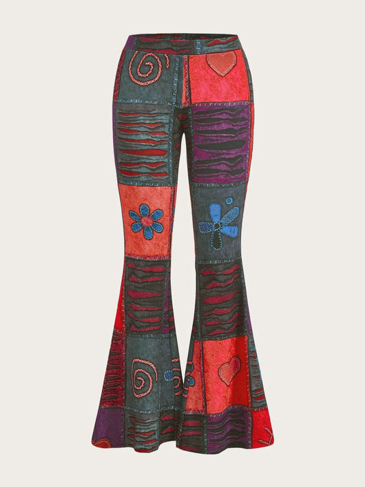 Pantalones Bootcut Ajustados con Estampado Abstracto Moderno - Image 9