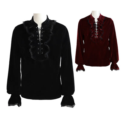 Camisa Vintage de Terciopelo Estilo Gótico Medieval para Hombre - Image 15