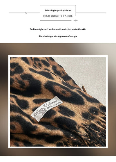 Bufanda Vintage Estampado Leopardo en Cashmira Artificial para Mujer - Image 12