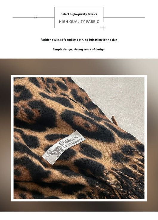 Bufanda Vintage Estampado Leopardo en Cashmira Artificial para Mujer - Image 12