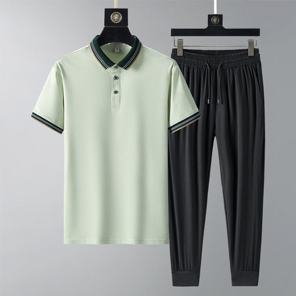 Conjunto de Polo y Pantalón Largo Transpirable de Secado Rápido para Hombre