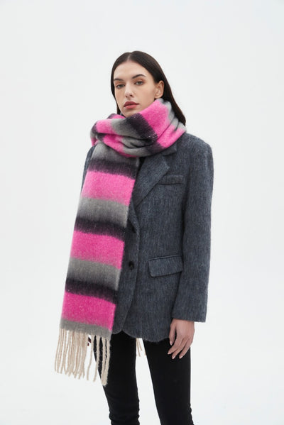 Bufanda Gruesa de Rayas con Flecos para Hombre y Mujer - Image 23