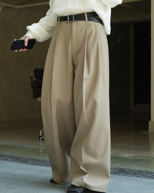 Pantalón de Traje Mujer con Pliegues 3D y Corte Holgado Elegante - Image 25