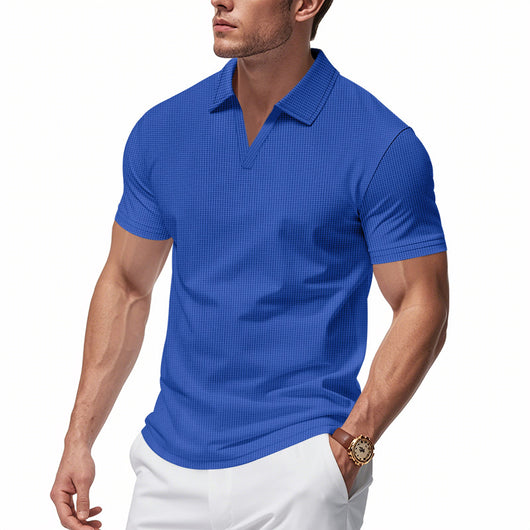 Polo Deportivo Hombre Cuello V Tejido Waffle Manga Corta Suelta - Image 38