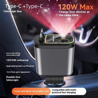 Cargador Automotriz 120W Cuatro en Uno con Diseño Cielo Estrellado - Image 7