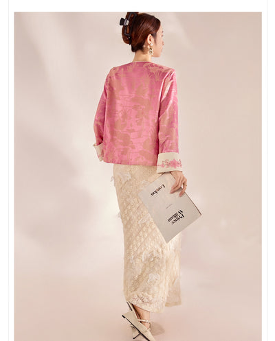 Blusa Retro Estilo Chino con Bordado de Cuentas en Seda Mulberry - Image 23
