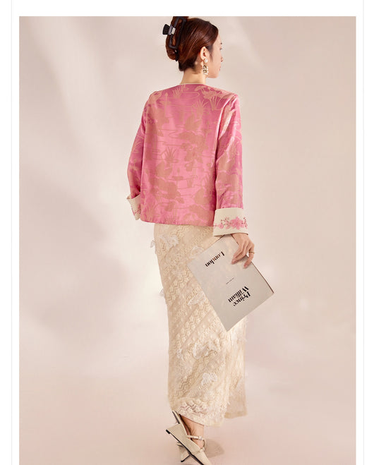 Blusa Retro Estilo Chino con Bordado de Cuentas en Seda Mulberry - Image 23