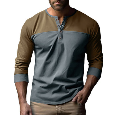 Camiseta Base Retro de Bloques de Color Manga Larga para Hombre - Image 2