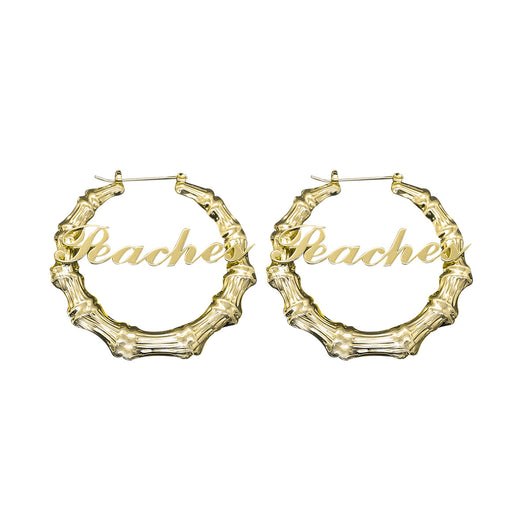 Aretes Personalizados de Acero Titanio y Bambú Redondos