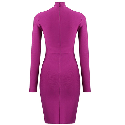 Vestido de Noche Ajustado con Encaje Calado y Detalles de Vendaje - Image 2